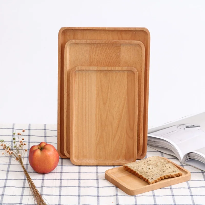 

Wood Rectangular Tableware Serving Tray Decorative Food Holder Storage Tray Breakfast Tray Decorative Trays