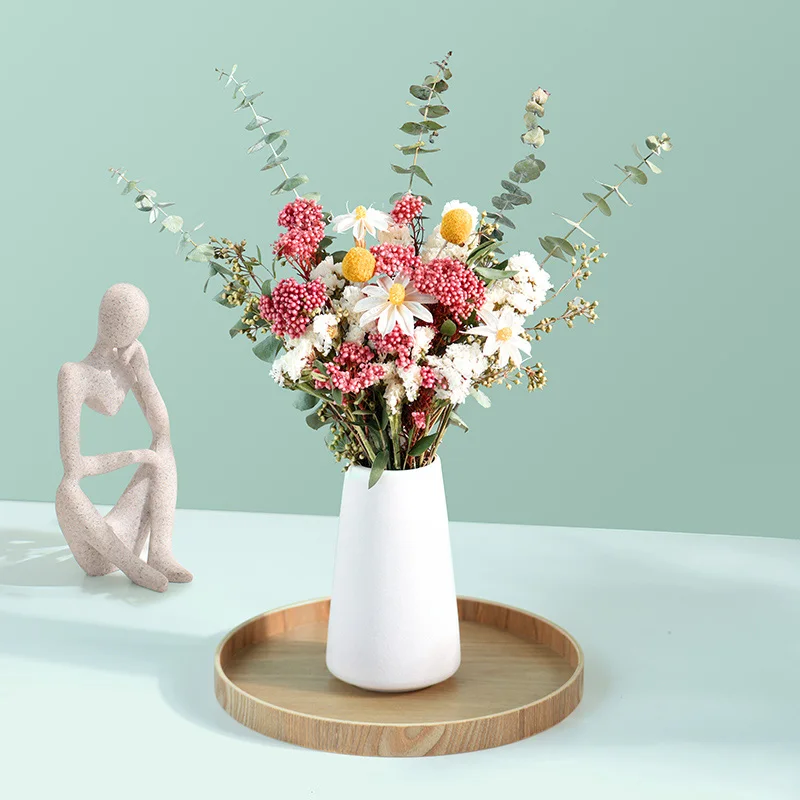 

Simple Fashion Creative Bouquet Of Dried Flowers Eucalyptus Rose Chrysanthemum Home Decoration Living Room Table Ornaments