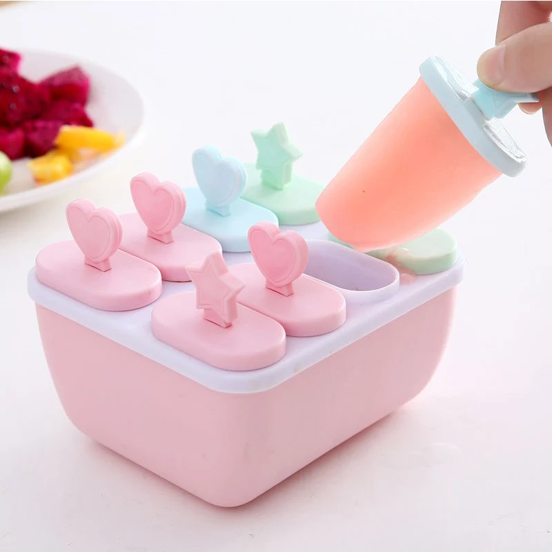 

6 Cells Ice Cream Mold Ice Mould Handmade Dessert Popsicle Mold for Freezer Fruit Ice Cube Maker Reusable Forms for Ice Cream