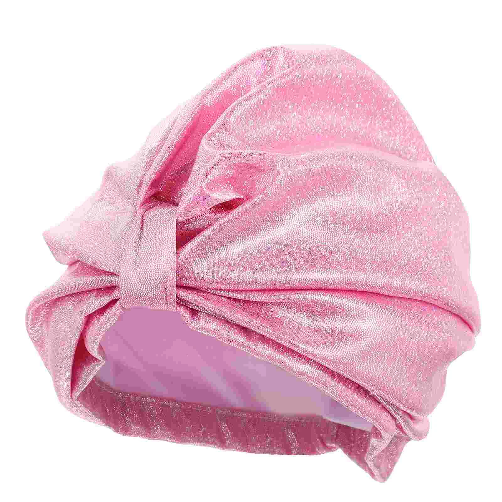 

Swimming Headwear Bright Colored Bathing Hat Fold Patterned Hat High Elastic Hat for Ladies Woman Female Pool
