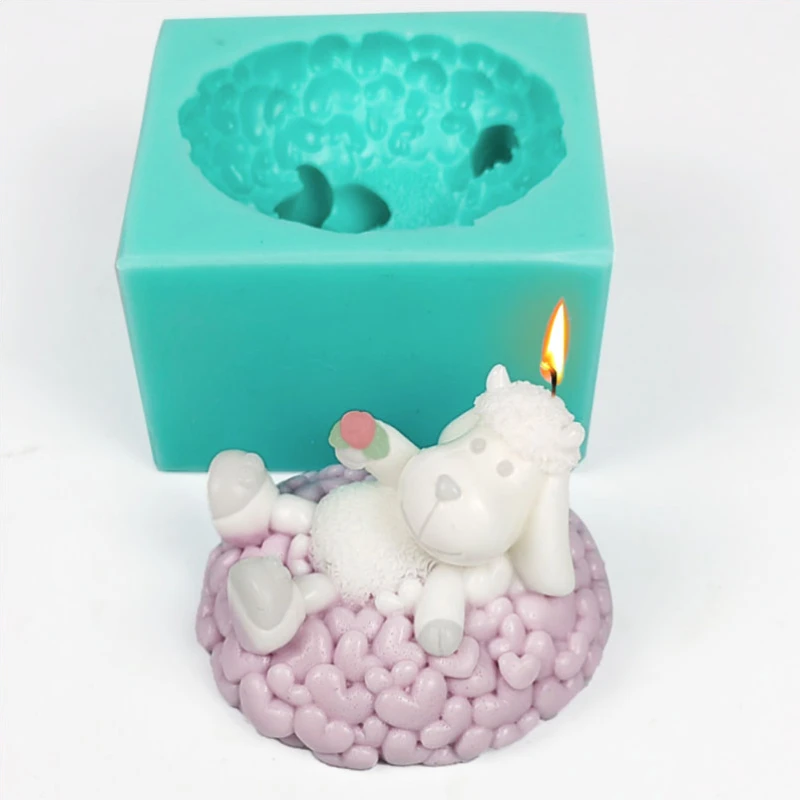 

3D Love Sheep Silicone Candle Mold DIY Heart Lamb Soap Resin Plaster Mould Chocolate Ice Cube Making Set Cake Home Decor Gifts