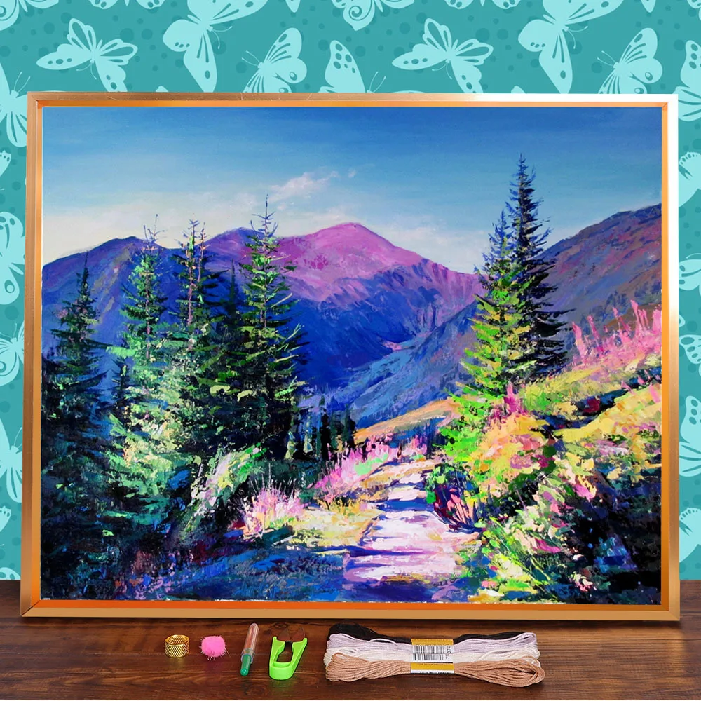 

Landscape Printed Water-Soluble Canvas 11CT Cross Stitch Full Kit DIY Embroidery DMC Threads Handiwork Painting Hobby Sales