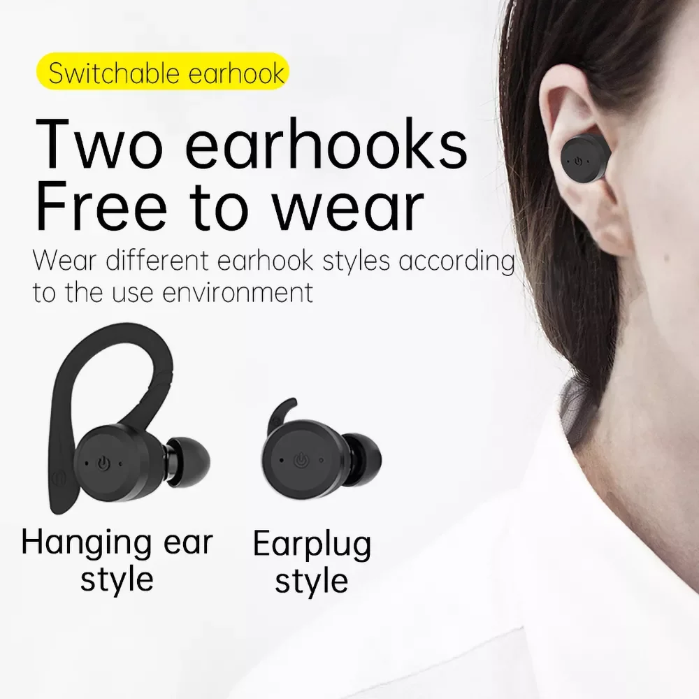 

The new20 Hours Play time Life Waterproof Bluetooth Earphone Dual Wear Style Sport Wireless Headset TWS Ipx7 Earbuds Stereo