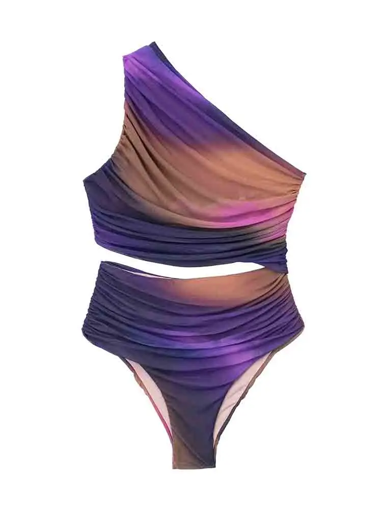 

TRAF Bodysuit Women 2023 Summer y2k Ruched Top Women Jumpsuit Print Sleeveless Asymmetric Female Jumpsuit Beach Sexy Swimsuit