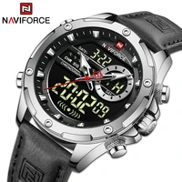 top brand naviforce watches mens fashion luminous digital waterproof leather wrist watches luxury quartz clock relogio masculino
