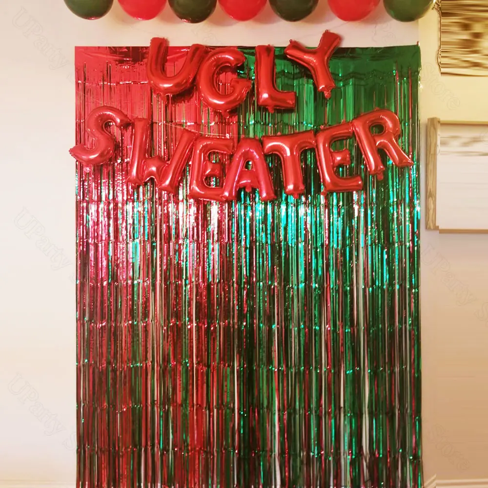 2/4 упаковки фольгированные шторы с бахромой для рождественских украшений