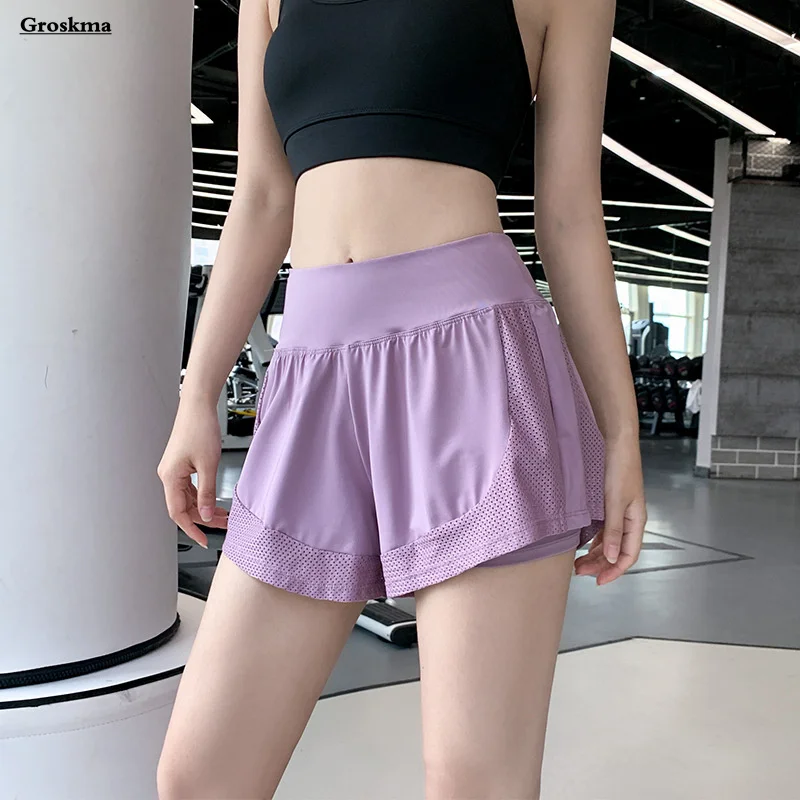 

Mesh Patchwork Women Yoga Shorts Quick Dry Fitness Gym High Waist Shorts Workout Running Sportswear Clothes Spodenki Damskie