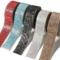 1 yard colorful crystal sticker phone decoration arts crafts self adhesive rhinestone trim tape glitter diamond ribbon