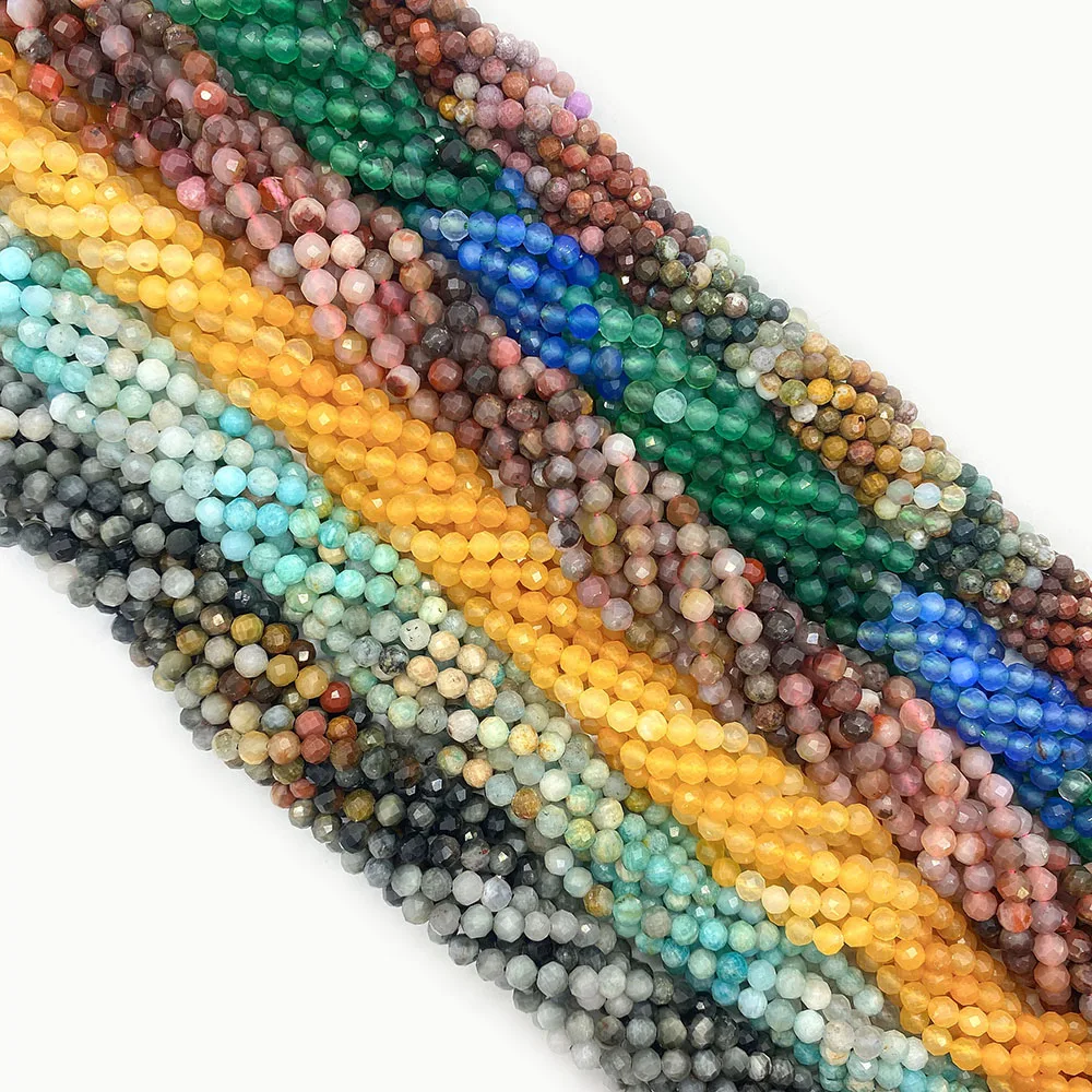 

Natural Smooth Crystal Onyx Faceted Spinel Gradient Multicolor Round Spacer Beads for Jewelry Making DIY Accessories 2-4mm