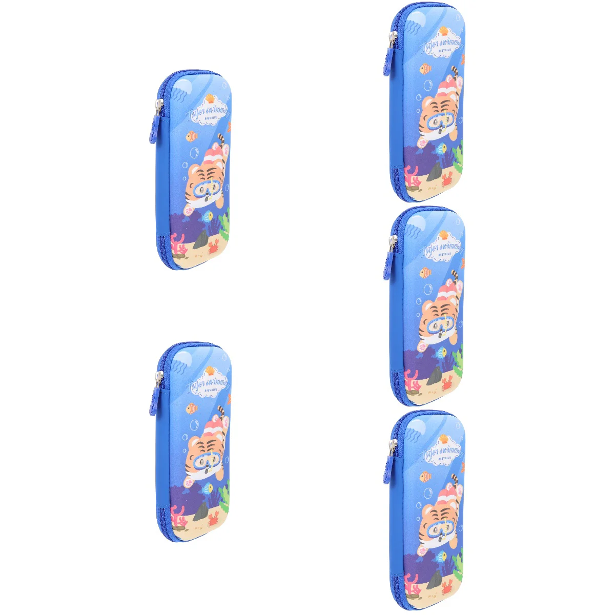 

5pcs Cartoon Pen Case Portable Storage Bag Students Pen Bag Organizer