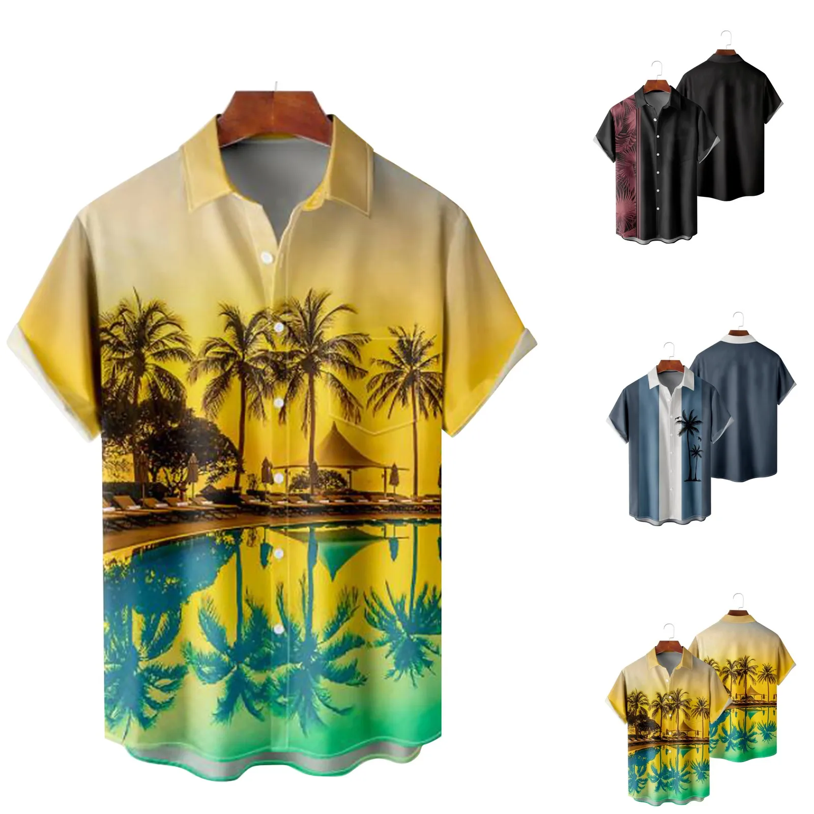 

Black Button down Shirt Men Mens Printed Hawaiian Shirts Short Sleeve Button Down Beach Shirts Shirt For Long Cotton Shirts Men