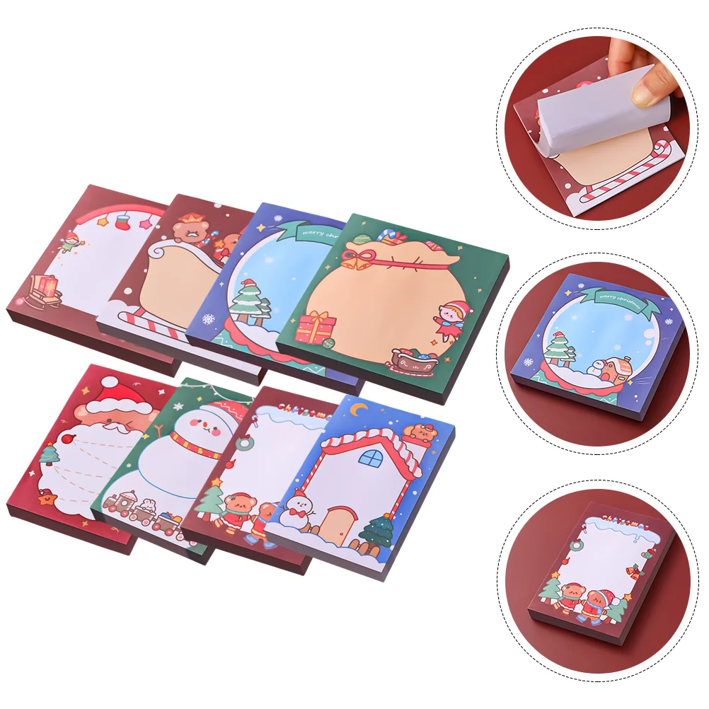 

8 Pcs Christmas Sticky Notes Stickers School Supply Memo Pad Daily Use Paper Student Household Compact
