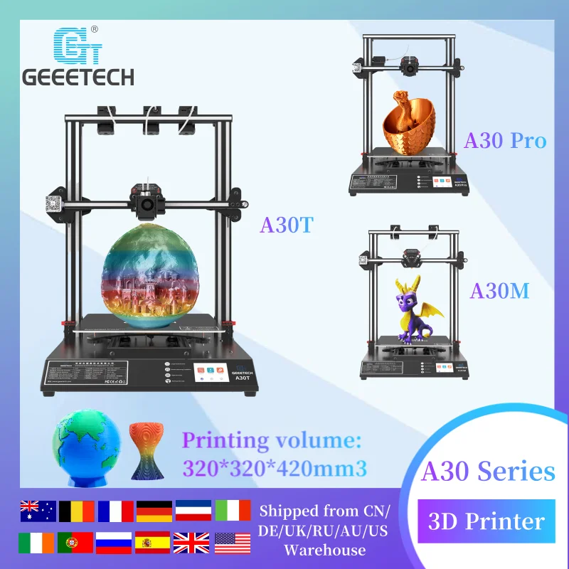 3D-принтер GEEETECH A30M/A30T/A30 Pro, бесшумная высокоточная печать разных цветов, сенсорный экран FDM
