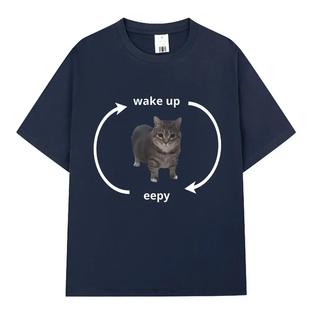 Футболка Eepy Kitty с надписью Wake Up Забавные футболки забавным котом животным