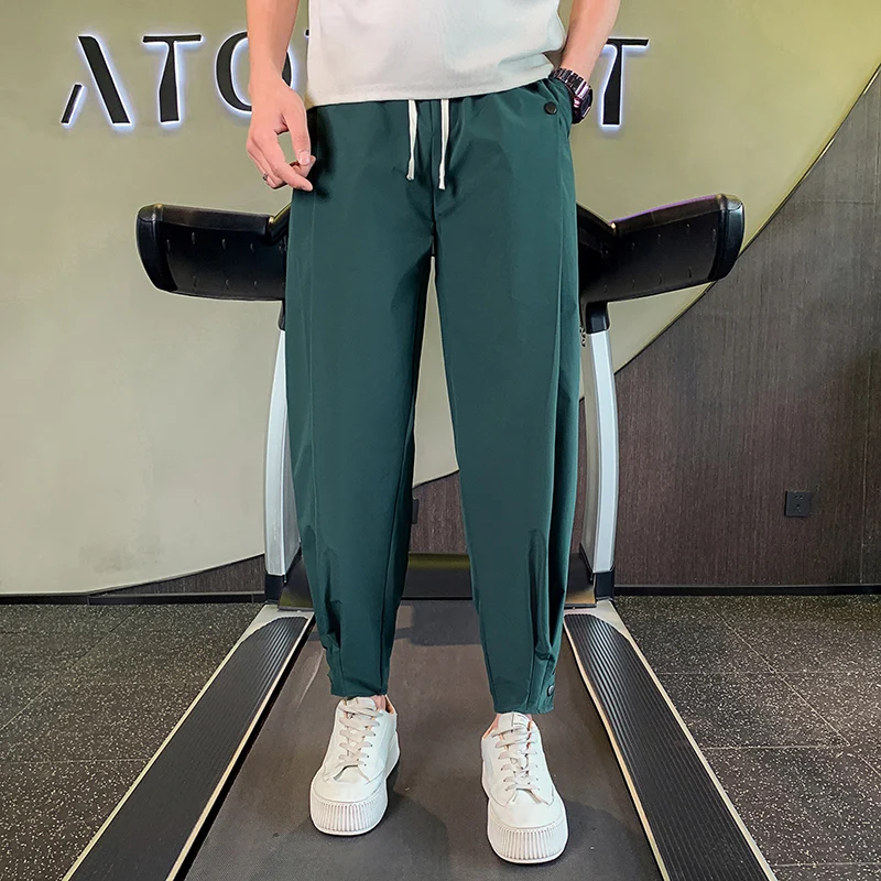 

Брюки-султанки мужские драпированные зауженные, быстросохнущие модные штаны оверсайз до щиколотки, тонкие джоггеры с эластичным поясом, лето