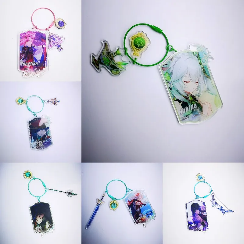 

Anime Genshin Impact Xiao Cosplay Key Chains Acrylic Game Figure Yae Miko Nahida Keyrings Cute Bags Keychain Pendant Fans Gift