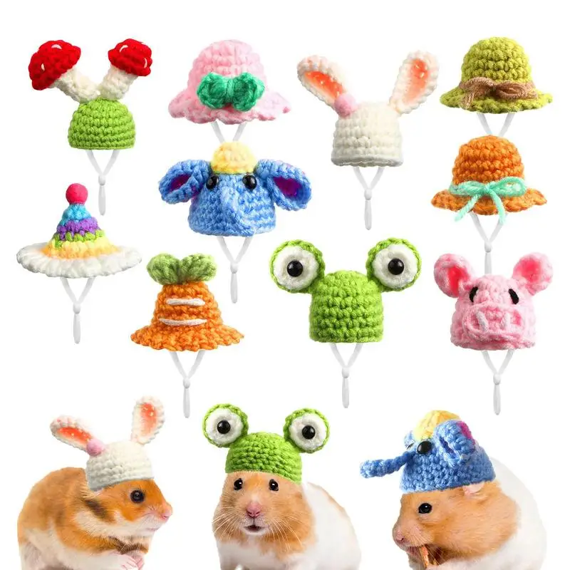 

Mini Hamster Hat 10pcs Cute Lizard Hat With Adjustable Strap Guinea Pig Christmas Hat Hand Knitted Tiny Hat For Bearded Dragon