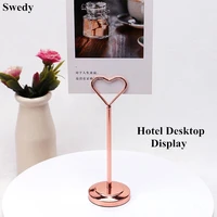 stainless steel counter top heart shaped wedding table name place card holder menu paper sign holder table number holder