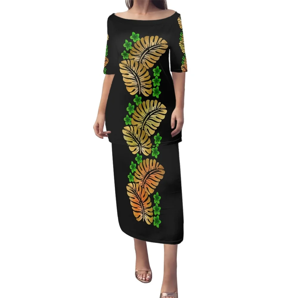 

2023 Church Elegant Dresses Island Short Sleeve 2 Pieces Set Polynesian Tribal Clothing Samoa Fiji Tonga Custom Puletasi Fashion