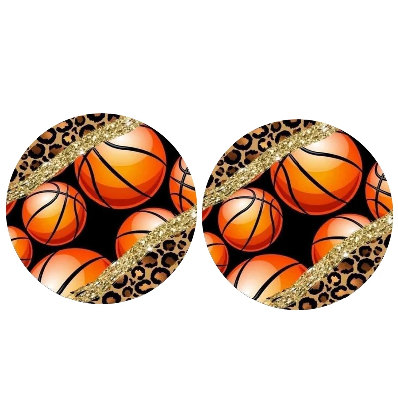 

3D Love Football Printed Round Leather Dangle Earrings Sports Ball Earrings Baseball Earrings Stock
