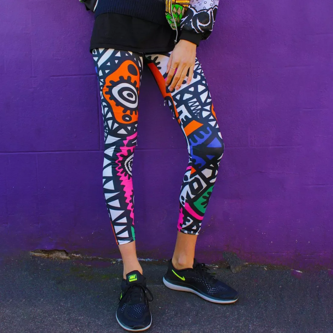 

2022New Design Fitness Women Workout Leggings Fashion Funny Eyes Print Elastic Push Up Ankle Leggings Long Pants