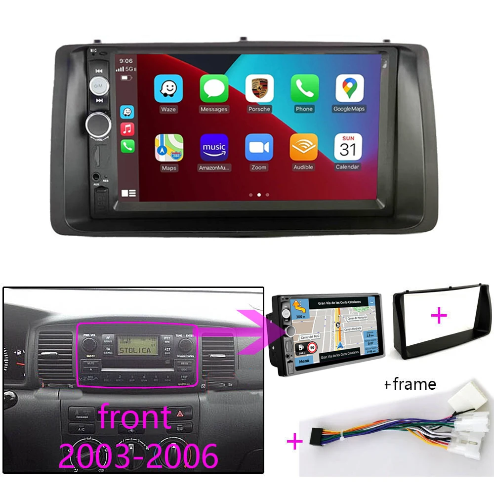 Автомагнитола 2 DIN Android CarPlay GPS мультимедийный плеер для Toyota Corolla 2003 2004 2005 2006 BYD F3 IPS