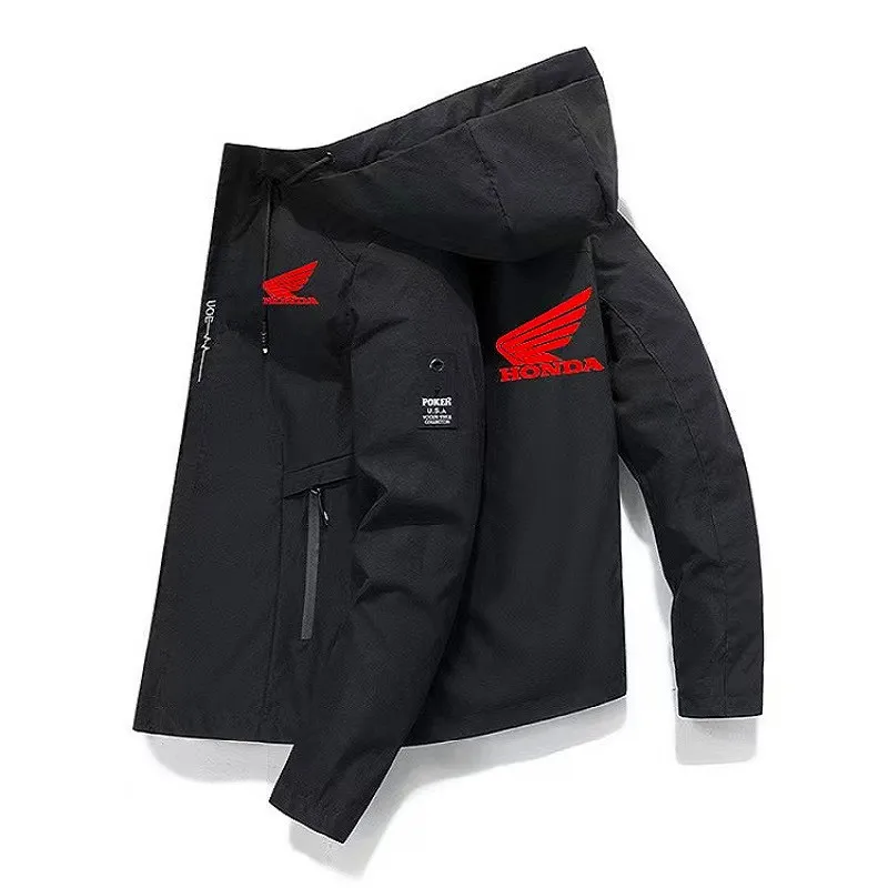 

Куртка мужская с капюшоном, мотоциклетная ультратонкая спортивная защита от солнца, с красным крылом, Logo2023Summer