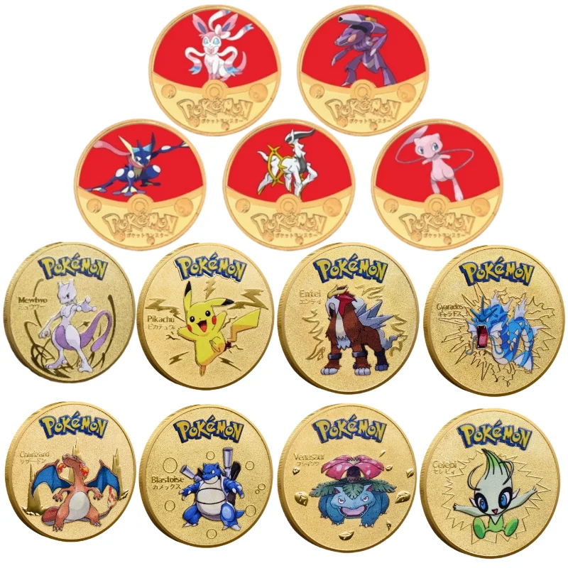 

New Style Pokemon Commemorative Coin Handsome Greninja Kawaii Pikachu Mew Genesect Exquisite Anime Collect Gifts