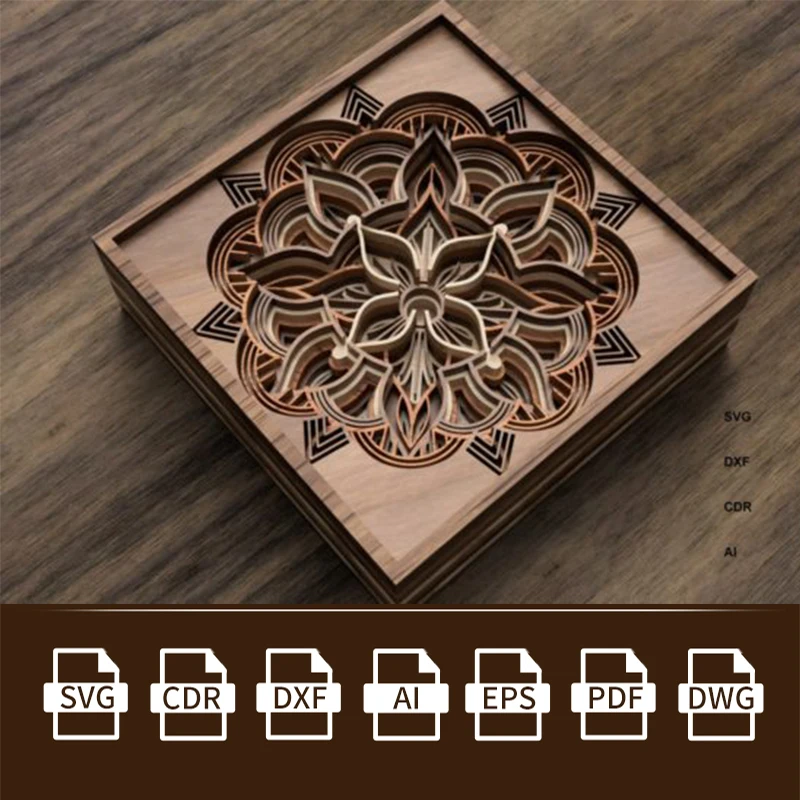 

9 Multilayered Mandala Laser Cut Vector Files Layouts Model CDR Files for CNC Laser Cut Priting