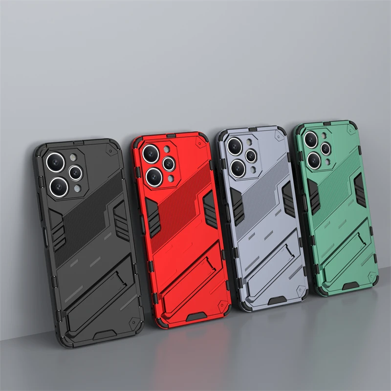 

Holder Case For Xiaomi Redmi 12 Cover For Redmi 12 Capas New PC Phone Bumper Back Kickstand Shockproof Cover For Redmi 12 Fundas