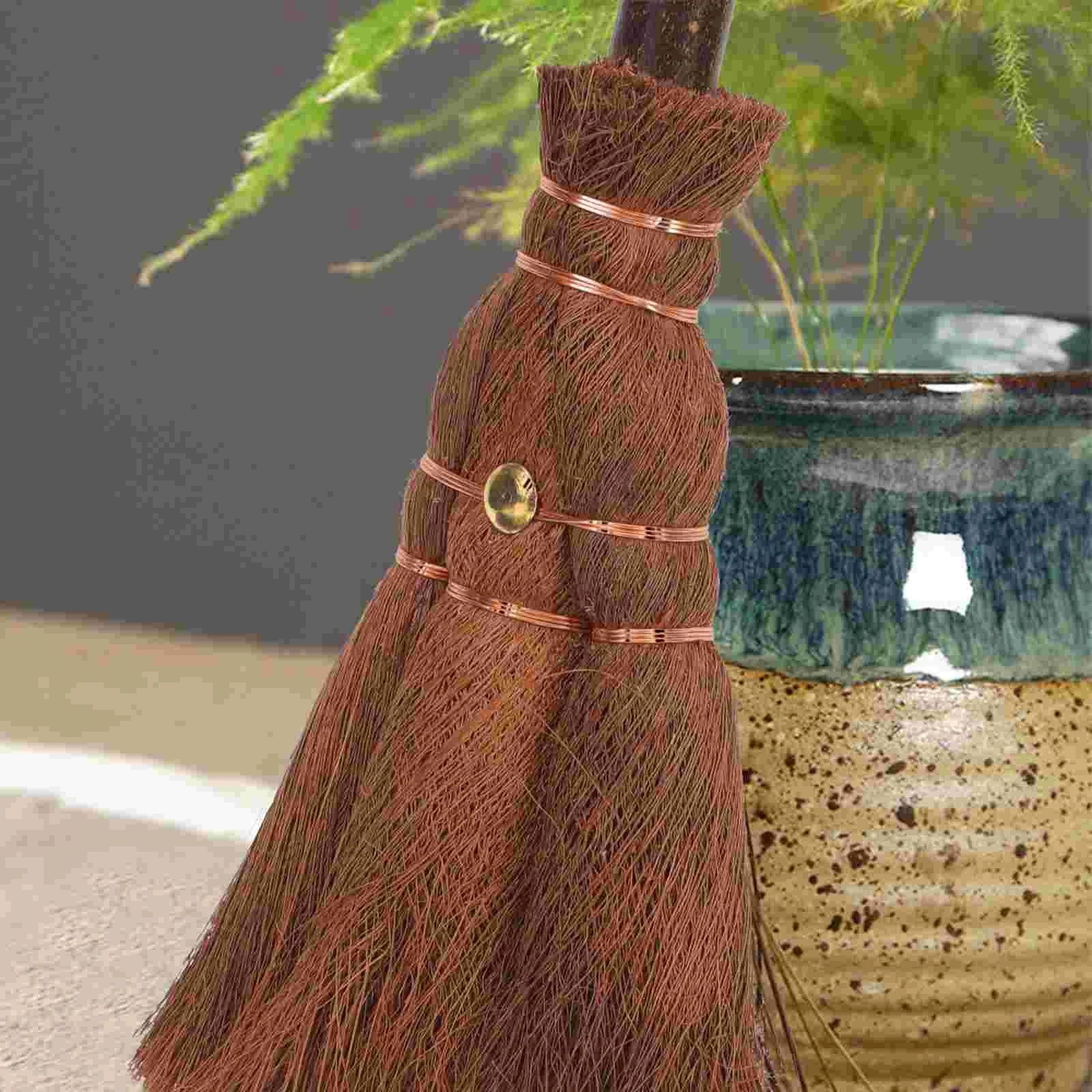 Соломенная метла аксессуары для небольшого дома Хэллоуина светло-коричневые