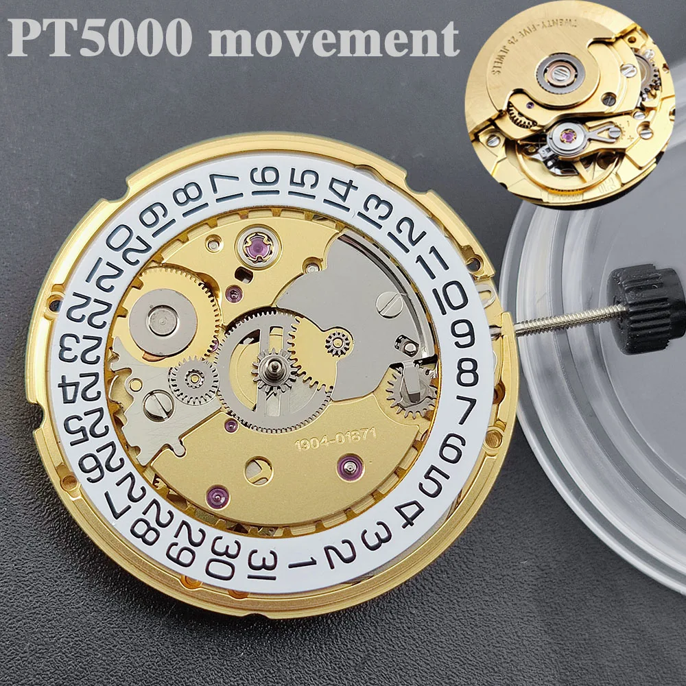 High quality PT5000 Automatic Mechanical Watch Movement 21600 BPH-28800 Bph Date Display Clone 2824 25 Jewels 25.6Mm Diameter