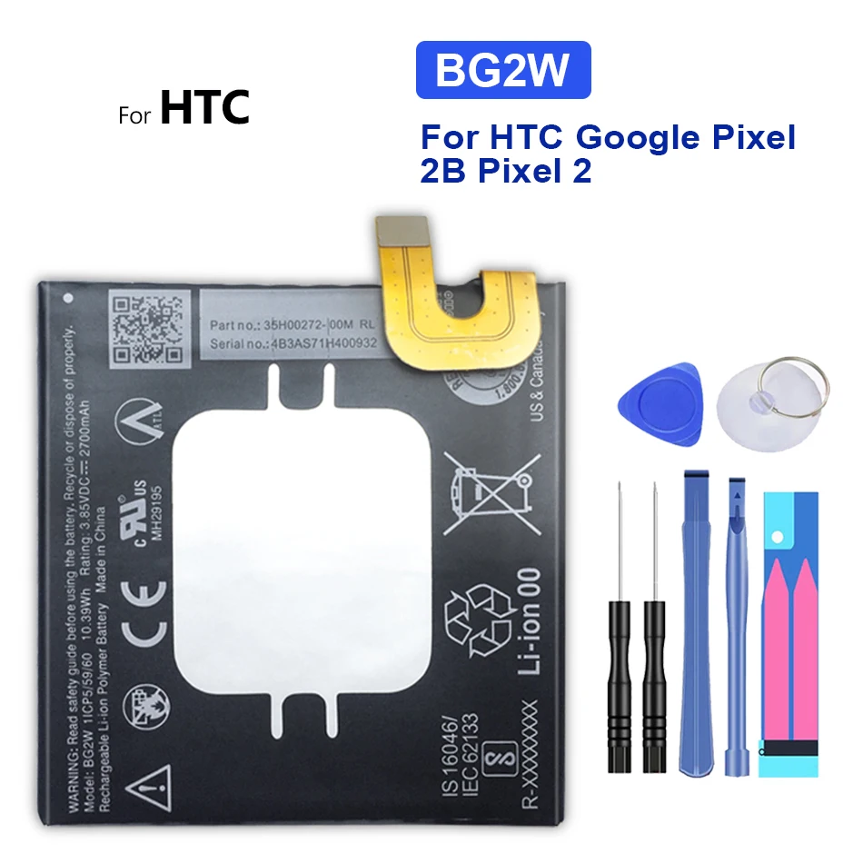 

Mobile Phone Battery For HTC Google Pixel 2B Pixel 2 Muski Replacement Battery BG2W G011A-B 2700mAh