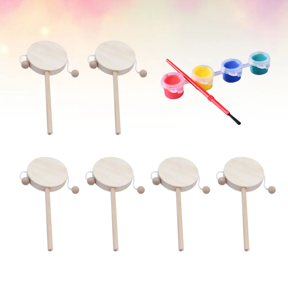 

Drum Toy Wooden Diy Kids Baby Chinese Painting Music Pellet Toys Shaped Percussion Kid Instrument Shaker A Shakers Musical Wood