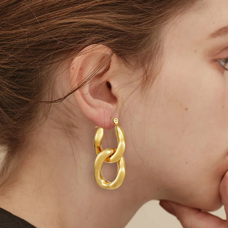 Шикарные преувеличенные винтажные серьги-капли с большими звеньями цепи серьги