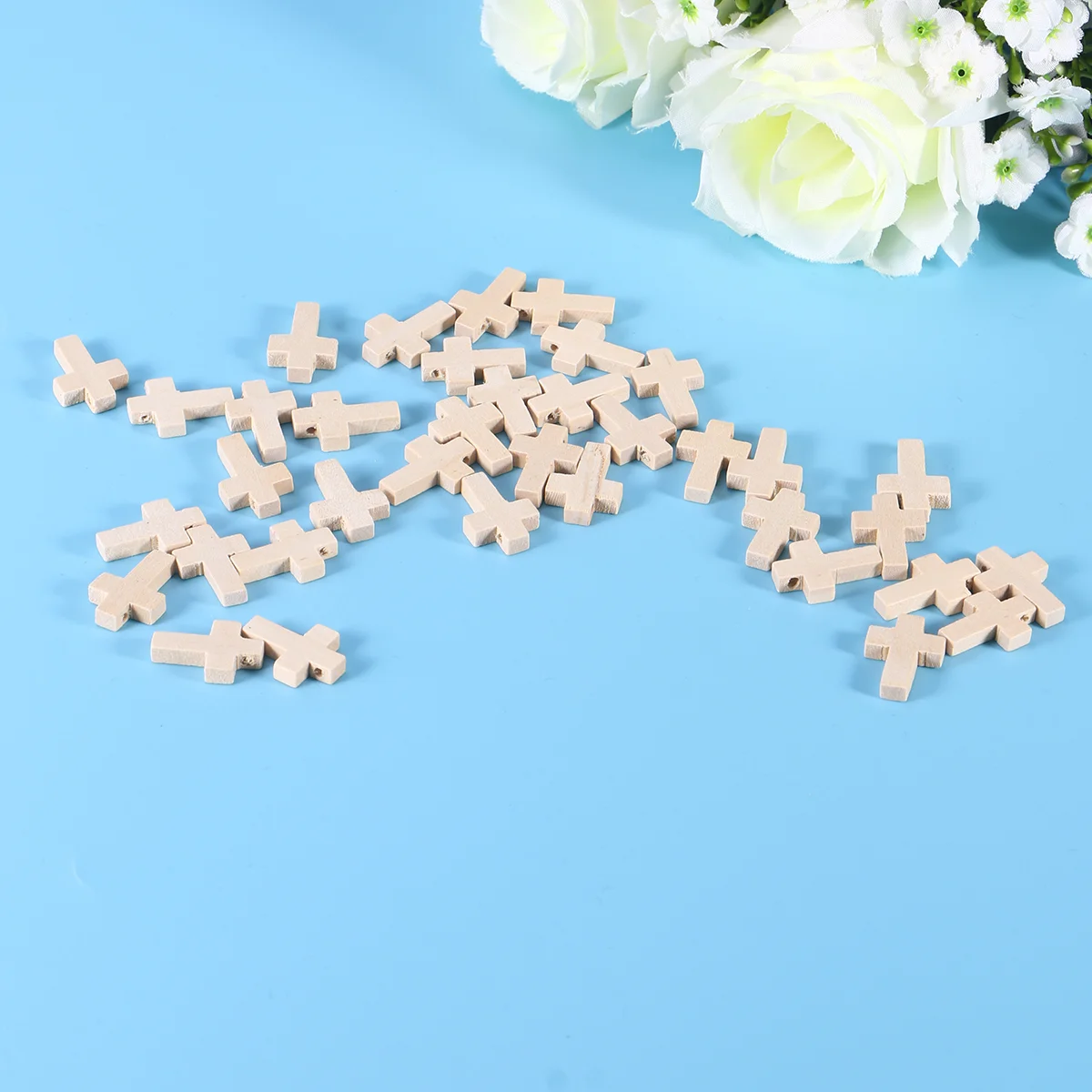 

50 PC Retro Wooden Crosss Necklace Wood Color Jewelry Blank Bamboo Dyed Polished Jesus