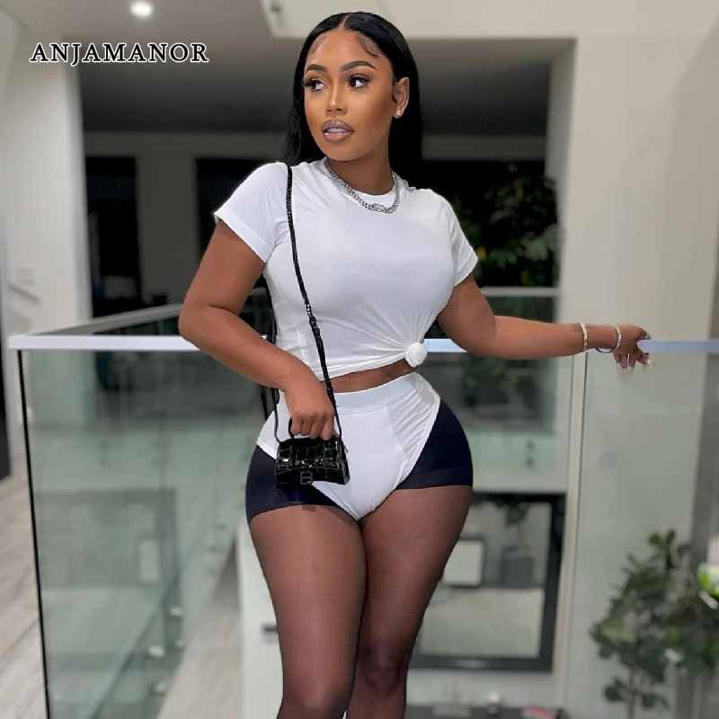 

Женский комплект из двух предметов, с сетчатыми шортами и шортами