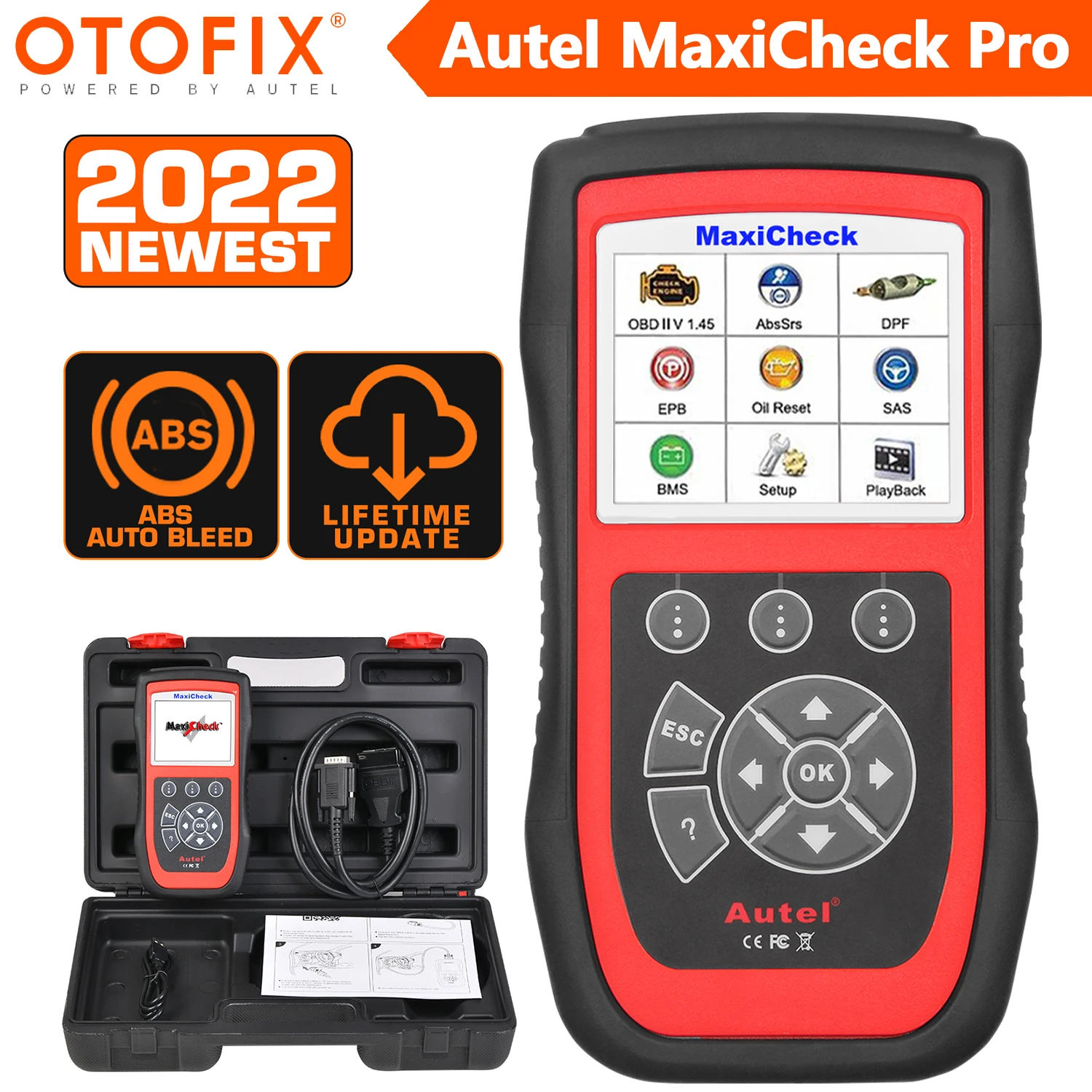 

Autel MaxiCheck Pro ABS AutoBleed Diagnostics Tool BMS, EPB, SAS, DPF, Oil Reset, ABS/SRS EOBD OBD OBDII Functions Scanner