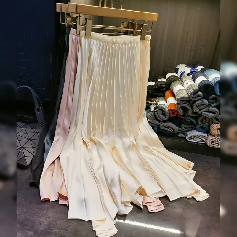 

2023 Luxury Miyake Heavy Industry Rugged Irregular Solid Color Half Skirt for Women's Summer New Elastic Waist Slim Pleated Jupe