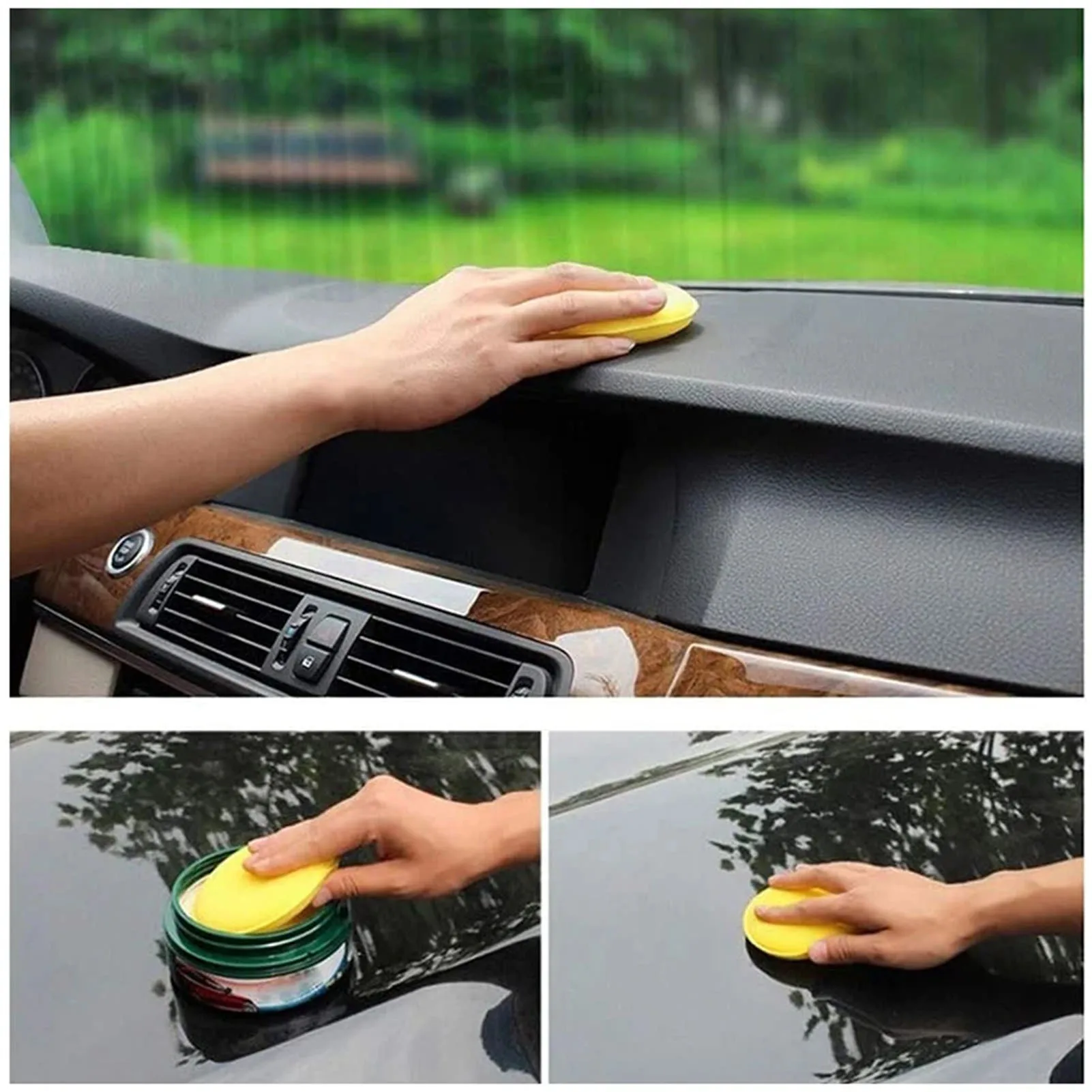 

Black/Yellow/Black Car Waxing Sponge Detailing Polishing Washing Brush Tool For Car Seats Gaps