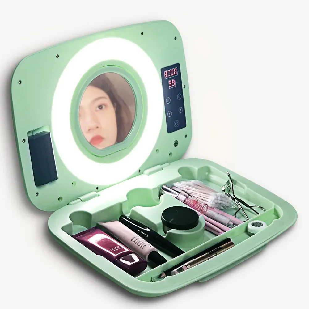 

NEW IN AS-20 Candy color cosmetic case ring lamp 2800-9900K Warm & Cold Bio-color Lamp Soft light make up Portable hard box