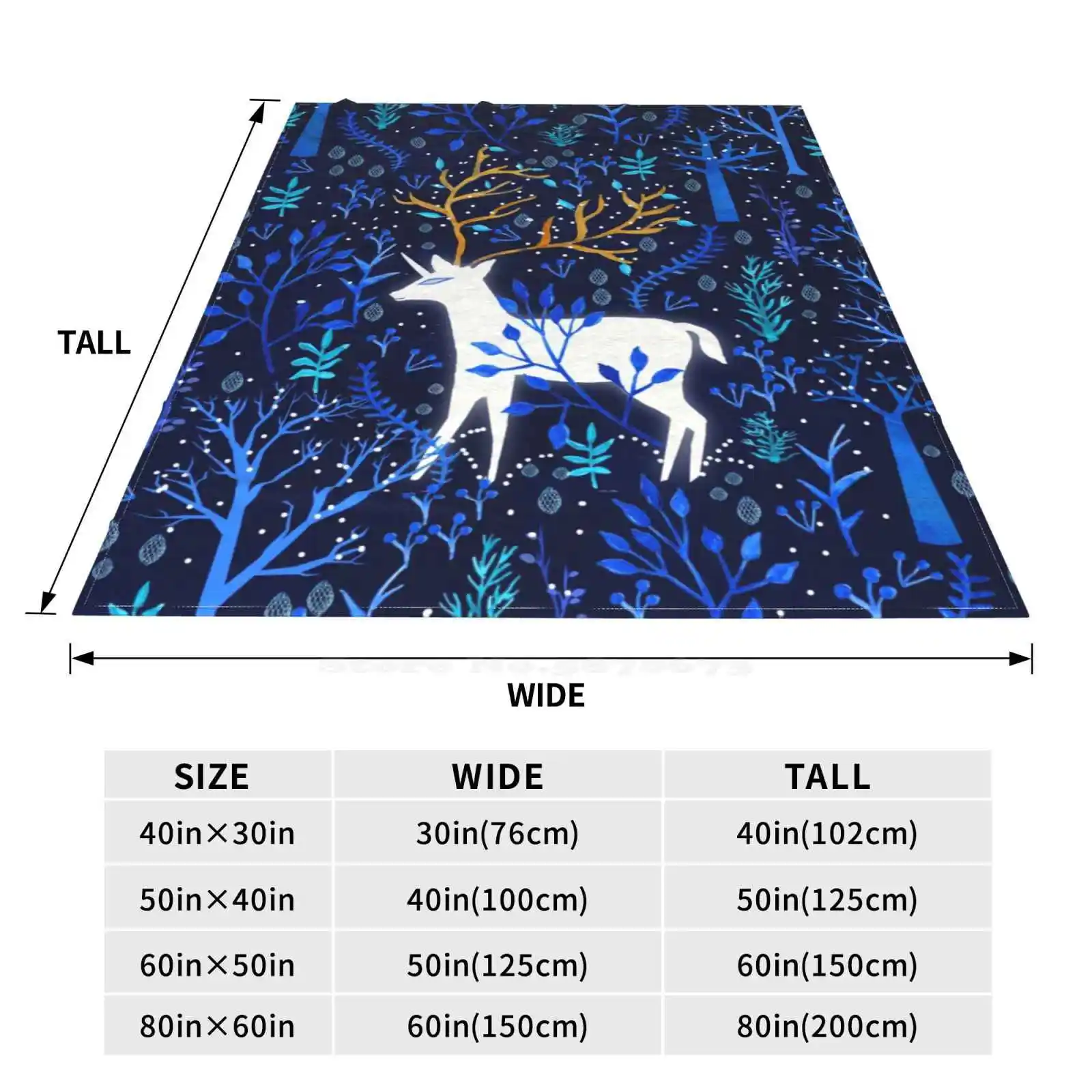 Одеяло Deericorn в синем цвете мягкое теплое переносное одеяло для путешествий