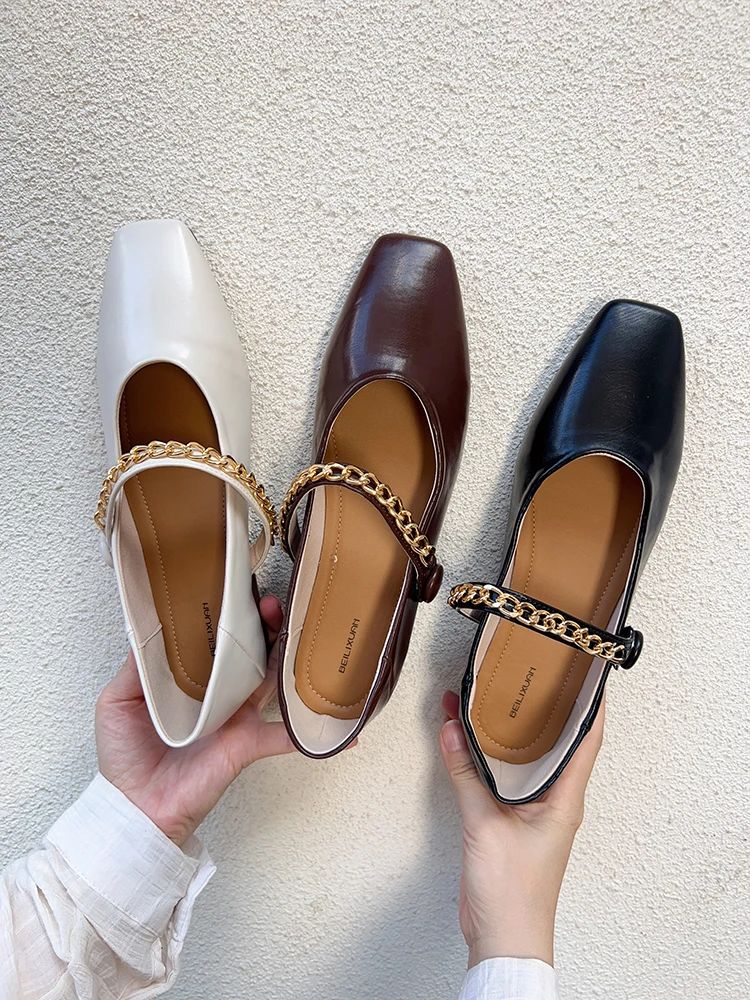 

Shoes Woman Flats Modis Square Toe Casual Female Sneakers Shallow Mouth Dress 2023 Comfortable Fabric Slip-On Rubber Solid Leisu