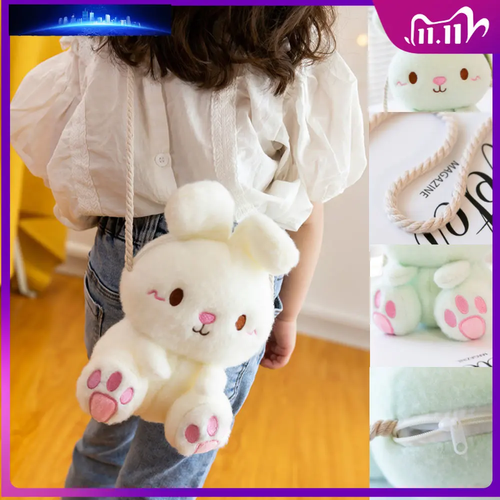 

Rabbit Cartoon Cute Plush Shoulder Bag Messenger Bag Children's Coin Purse Plush Toys Girls Girlfriends Kids Children's Gifts