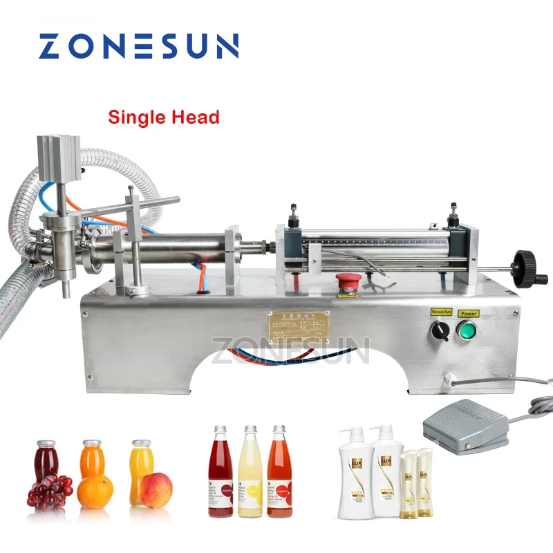 

ZONESUN Horizontal Pneumatic Shampoo Wine Vinegar Cooking Oil Soap Liquid Bottle Piston Filling Machine Water Filler