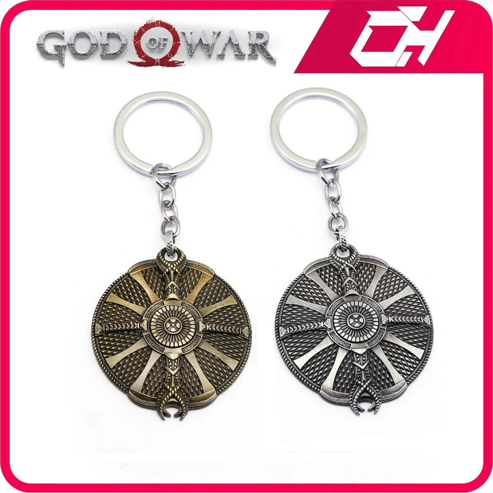 

God of War Keychain 6.2cm Kratos Shield Necklace Game Kawaii Original Anime Action Figure Gift Accessories for Children Toy Gift