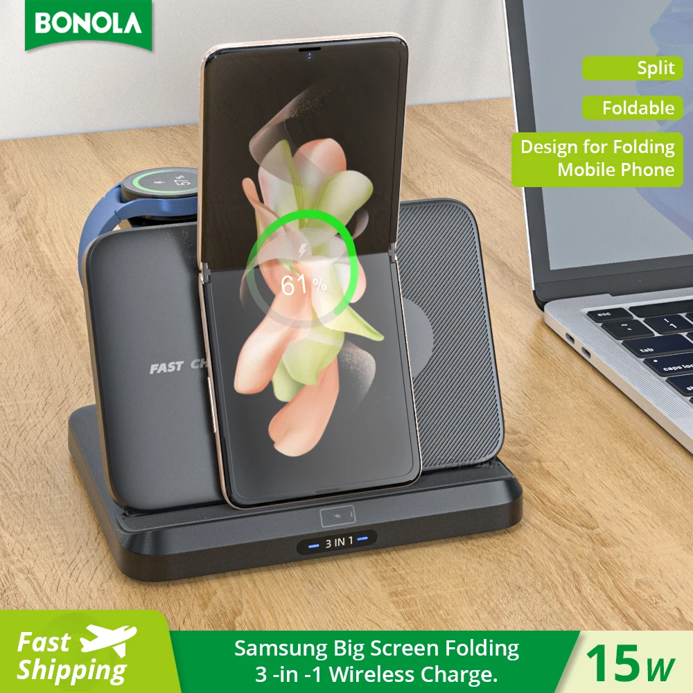 Bonola 3 in 1 Wireless Charger Stand for Samsung S23 Ultra/N
