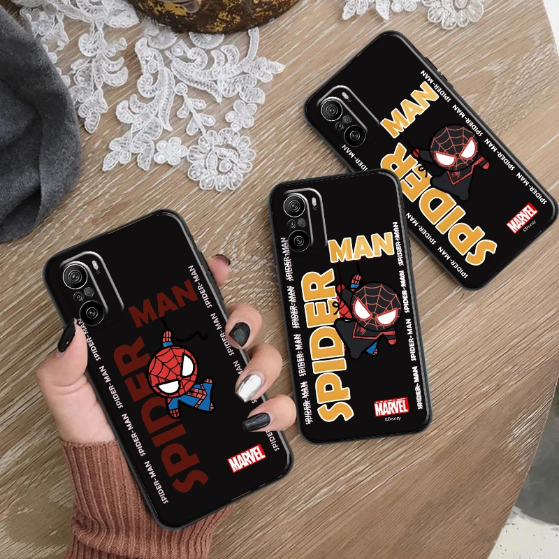 

Marvel Spider Man Q Is Cute For Xiaomi Redmi Matte Black Cover Silicon TPU Soft Cases Back Cover K40 Pro Plus K20 K30 Case