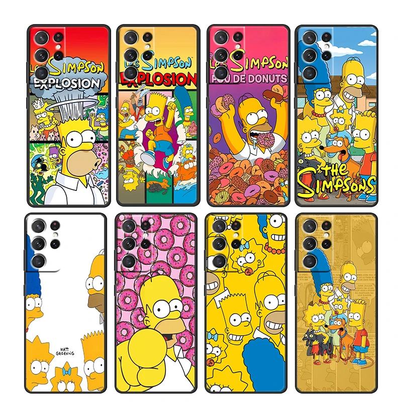 

The Simpsons family cute Case For Samsung Galaxy S23 S22 S21 S20 FE Ultra Plus S10 S9 5G Black Soft Phone Cover Shell