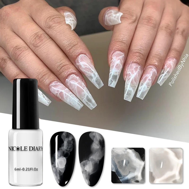 

NICOLE DIARY Watercolor Ink Polish Blooming Nail Varnish DIY Nail Gel Decoration Salon Smoke Effect Bubble Varnish Nails Decor